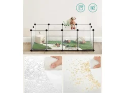 Feandrea Freigehege mit Bodenplatten 125 cm x 63 cm x 42 cm Weiß