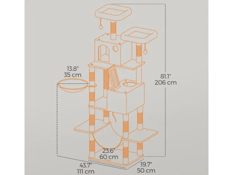 New Feandrea Kratzbaum 206 cm Rauchgrau