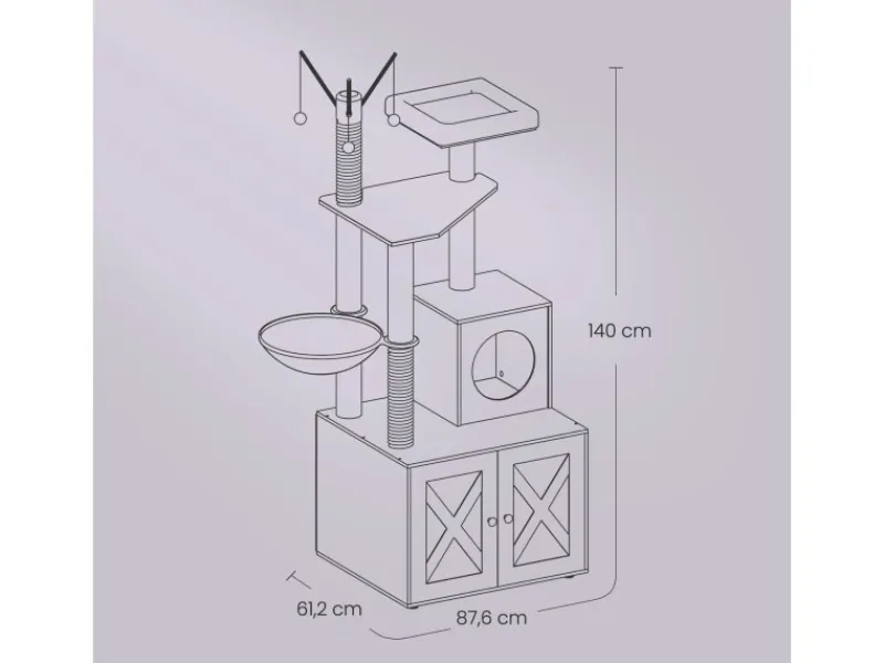 Discount Feandrea Kratzbaum mit Katzenklo-Schrank 151 cm Braun