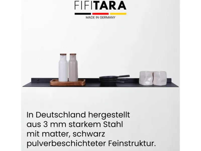 FIFITARA Wandregal 100 Cm Aus Stahl Schwarz Pulverbeschichtet Wandboard Bücherregal Metallregal