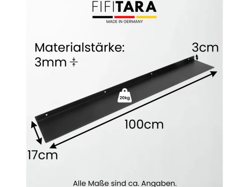 FIFITARA Wandregal 100 Cm Aus Stahl Schwarz Pulverbeschichtet Wandboard Bücherregal Metallregal