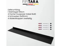 FIFITARA Wandregal 100 Cm Aus Stahl Schwarz Pulverbeschichtet Wandboard Bücherregal Metallregal