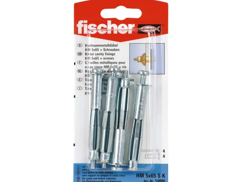 Fischer Hohlraum-Metalldübel HM 5 x 65 SK mit Schraube (4 ST)