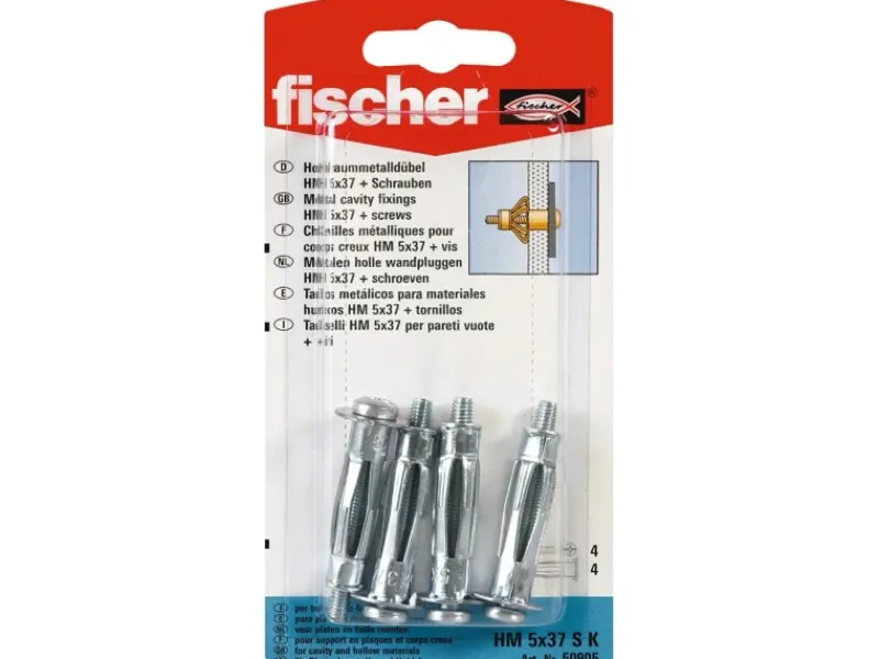 Fischer Hohlraum-Metalldübel HM 5 x 37 SK mit Schraube (4 ST)