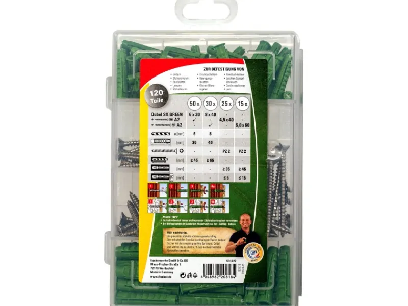 Discount Fischer Meister-Box Rund ums Haus rostfrei + Schraube (120 Teile)