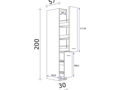 New Flex-Well Classic Küchen-Apothekerhochschrank Florida30 cm Weiß-Sonoma Eiche