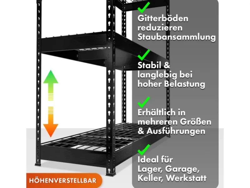Floordirekt Schwerlastregal Yukon Rivet 4 Böden 180 x 90 x 60 cm