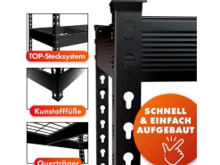 Clearance Floordirekt Schwerlastregal Yukon Rivet 5 Böden 180 x 90 x 45 cm Schwarz