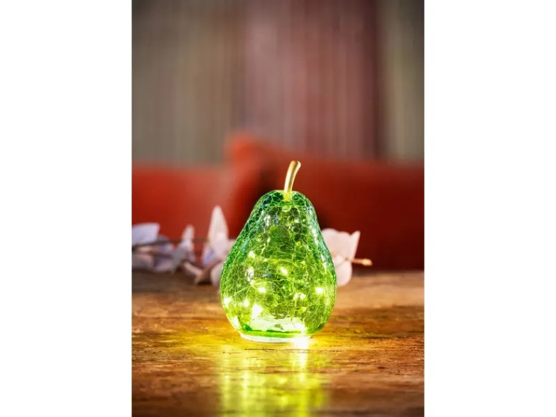 FlowerPower Deko Birne Pera mit LED 11 cm x 16 cm Grün