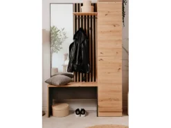 New Furn.Design Garderobe Eiche Artisan und Grau 122 cm 3D Lamelle Industrial Madem