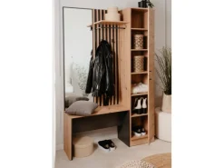 New Furn.Design Garderobe Eiche Artisan und Grau 122 cm 3D Lamelle Industrial Madem