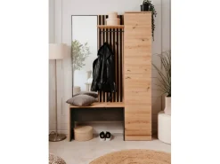 New Furn.Design Garderobe Eiche Artisan und Grau 122 cm 3D Lamelle Industrial Madem