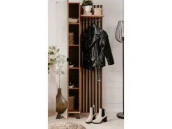 Outlet Furn.Design Garderobe Eiche Artisan und Grau 80 cm 3D Lamelle Industrial Madem