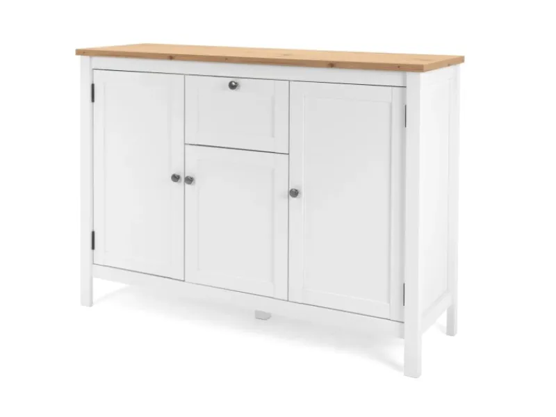 Best Furn.Design Sideboard Landhaus Weiß Eiche Artisan 120 cm 3-türig Vestland