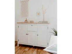 Best Furn.Design Sideboard Landhaus Weiß Eiche Artisan 120 cm 3-türig Vestland