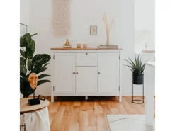 Best Furn.Design Sideboard Landhaus Weiß Eiche Artisan 120 cm 3-türig Vestland