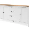 Discount Furn.Design Sideboard Landhaus Weiß Eiche Artisan 180 cm 4-türig Vestland