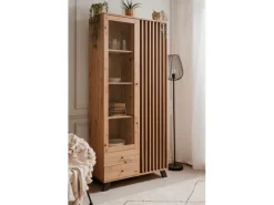 Furn.Design Vitrine Eiche Artisan und Grau 92 cm 3D Lamelle Industrial Madem