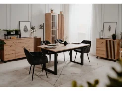 Furn.Design Vitrine Eiche Artisan und Grau 92 cm 3D Lamelle Industrial Madem