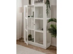 Best Furn.Design Vitrine Weiß 100 x 150 cm 2-türig 6 Vitrinenfächer Modern Blanverd