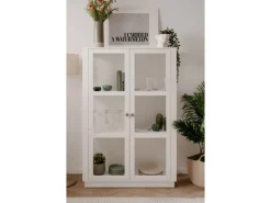 Best Furn.Design Vitrine Weiß 100 x 150 cm 2-türig 6 Vitrinenfächer Modern Blanverd