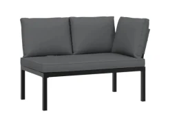 New furnicato Gartenbank mit Kissen Schwarz Aluminium