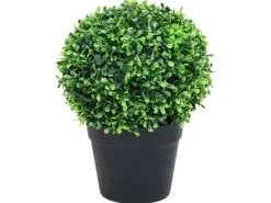 New furnicato Künstliche Buchsbäume 2 Stk. mit Topf Kugelform Grün 32 cm