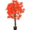 New furnicato Künstliche Pflanze Ahornbaum mit Topf Rot 120 cm