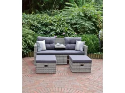 Garden Pleasure Lounge-Sofa Valletta 180 cm x 86 cm x 133 cm Grau