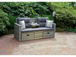 Garden Pleasure Lounge-Sofa Valletta 180 cm x 86 cm x 133 cm Grau