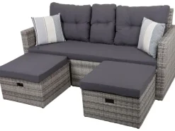 Garden Pleasure Lounge-Sofa Valletta 180 cm x 86 cm x 133 cm Grau