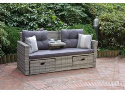 Garden Pleasure Lounge-Sofa Valletta 180 cm x 86 cm x 133 cm Grau
