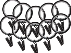 Hot Gardinenringe mit Klammern Schwarz Ø 25 mm