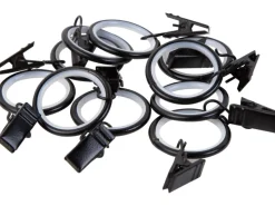 Hot Gardinenringe mit Klammern Ø 19 mm Schwarz