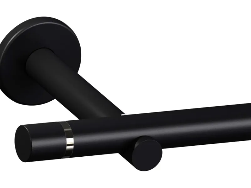 New Gardinenstangen-Set Metall 200 cm Schwarz