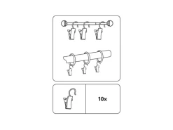 Gardinia Clipshaken Silber-Matt 10-er Pack