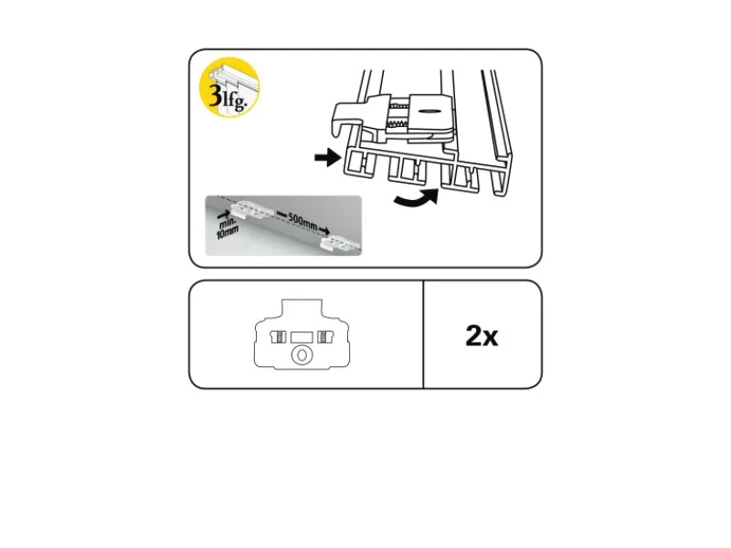 Sale Gardinia Deckenclip für Flächenvorhangschiene 3-läufig Weiß 2-er Pack