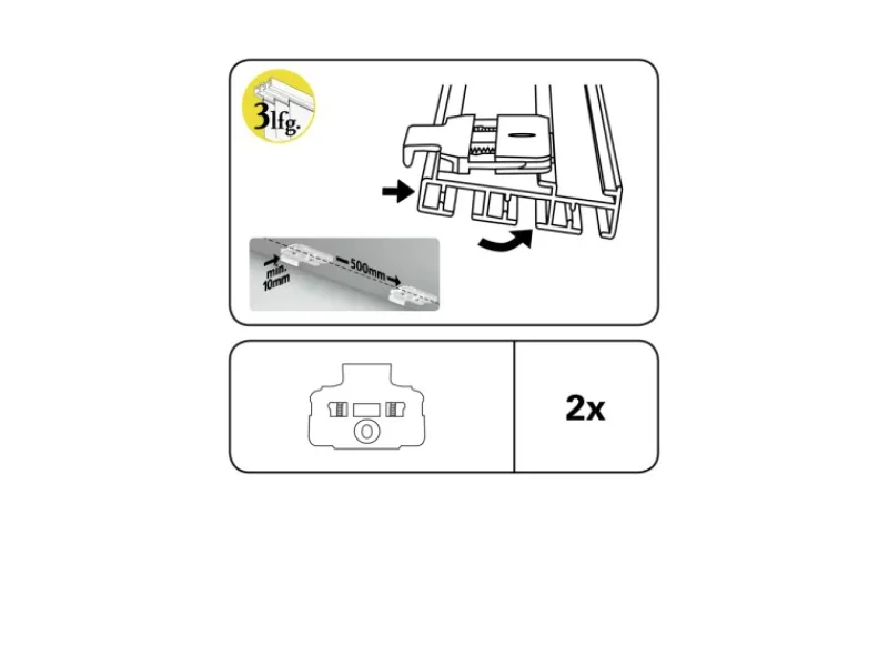 Sale Gardinia Deckenclip für Flächenvorhangschiene 3-läufig Weiß 2-er Pack