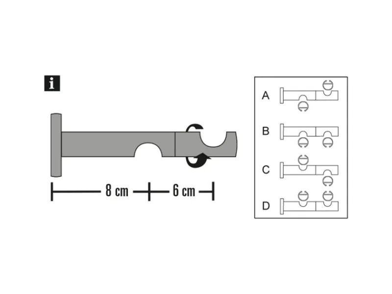 Gardinia Doppel-Kombiträger Chicago für Ø 20 mm offen 8 cm / 6 cm