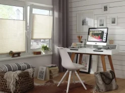 Hot Gardinia EasyFix Plissee mit 2 Bedienschienen 65 cm x 130 cm Elfenbein