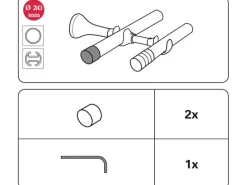 Gardinia Endkappe Chicago für Ø 20 mm Titan 12 cm x 10 cm