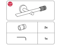 Gardinia Endstück Chicago Zylinder für Ø 20 mm optik 2-er Pack Edelstahl