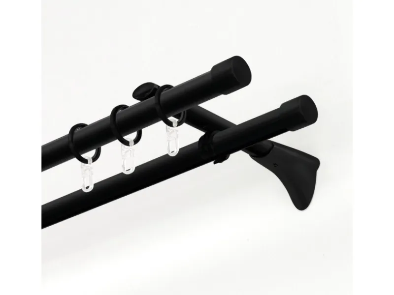 Gardinia Endstück Chicago Kappe für Ø 20 mm Schwarz-Matt 2-er Pack