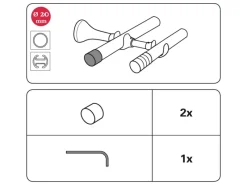 Gardinia Endstück Chicago Kappe für Ø 20 mm Schwarz-Matt 2-er Pack