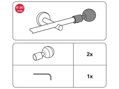 Gardinia Endstück Chicago Kugel für Ø 20 mm Schwarz-Matt 2-er Pack