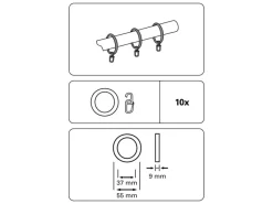 Gardinia Gardinenringe mit Haken für Stangen bis Ø 28 mm Schwarz-Matt