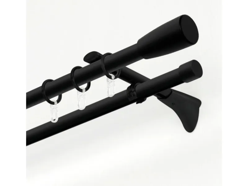 Gardinia Gardinenstange Chicago mit Innenlauf I Ø 20 mm Schwarz - Matt 200 cm