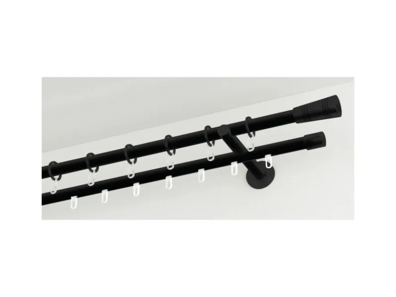 Gardinia Gardinenstange Chicago mit Innenlauf I Ø 20 mm Schwarz - Matt 200 cm