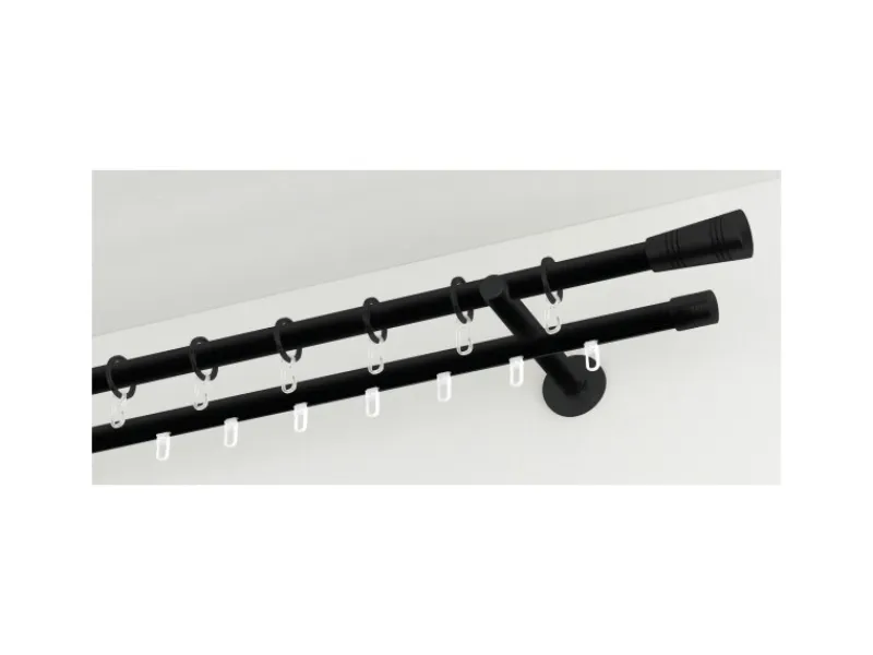 Gardinia Gardinenstange Chicago mit Innenlauf I Ø 20 mm Schwarz - Matt 240 cm