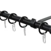 Clearance Gardinia Gardinenstangen Set 1-läufig Cap Schwarz ausziehbar